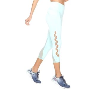 FILA SPORT High Rise Capris With Open Detail On Leg, Mesh Calf, mint green, NWOT